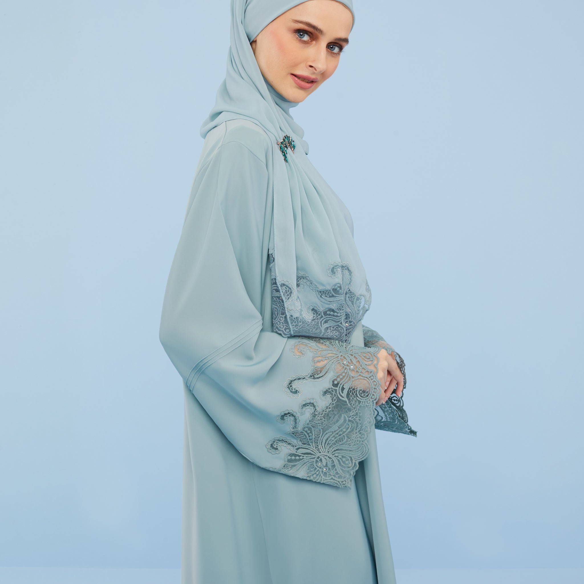 Amalia Abaya in Tiffany Green