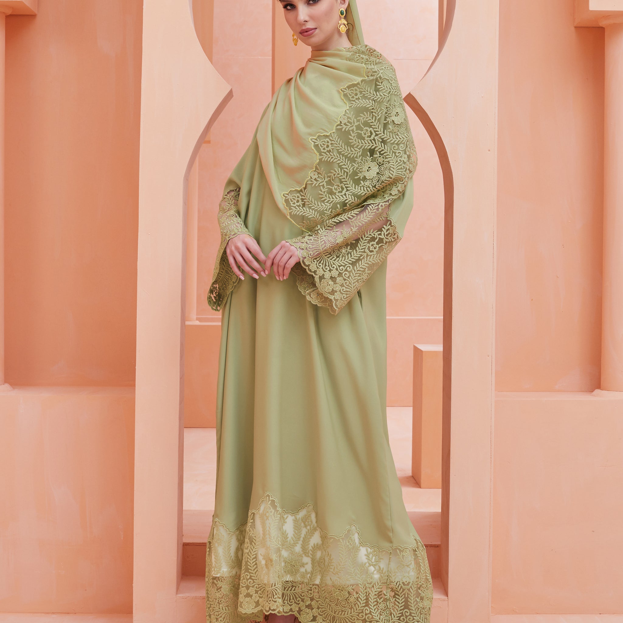 Azalea Abaya in Lime Green