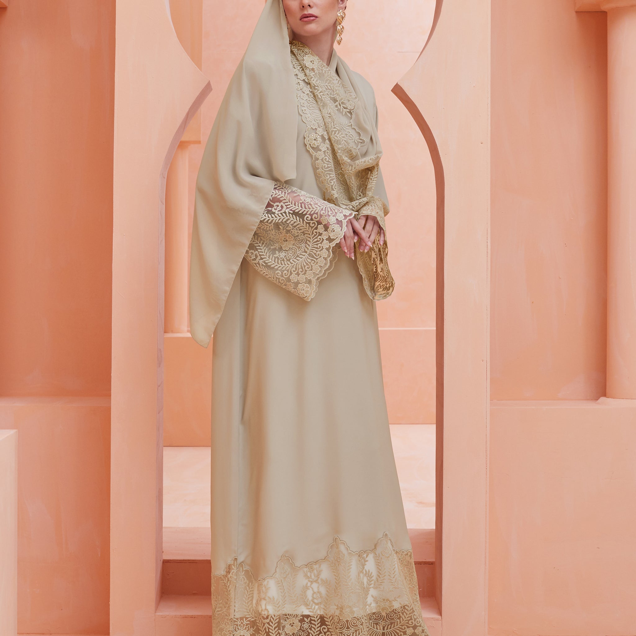 Azalea Abaya in Soft Beige