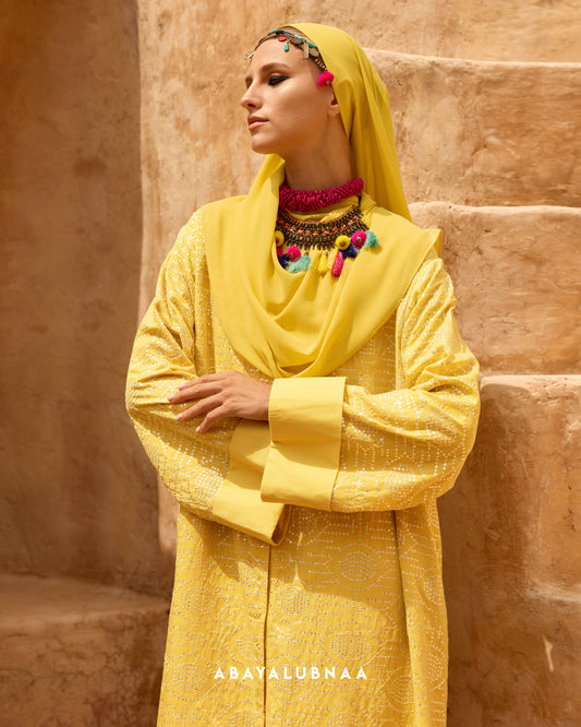 Basma Abaya in Yellow
