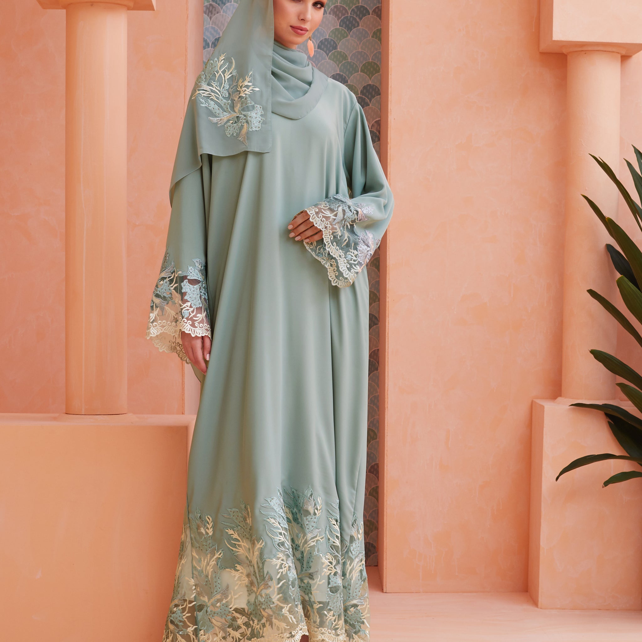 Eliza Abaya in Aqua Green