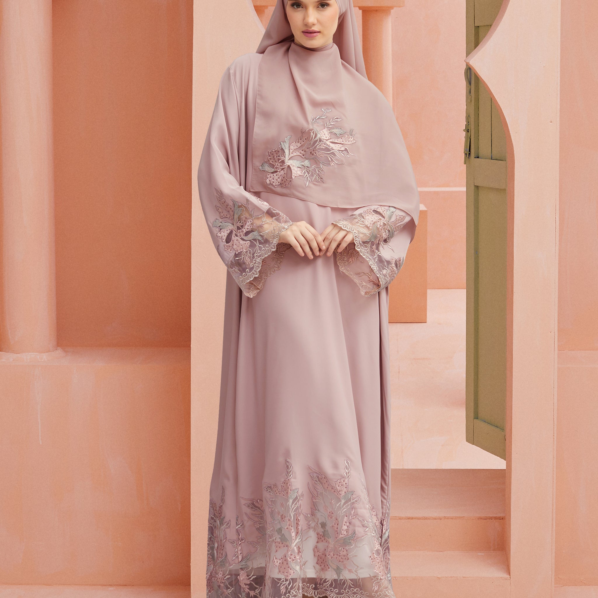 Eliza Abaya in Baby Pink