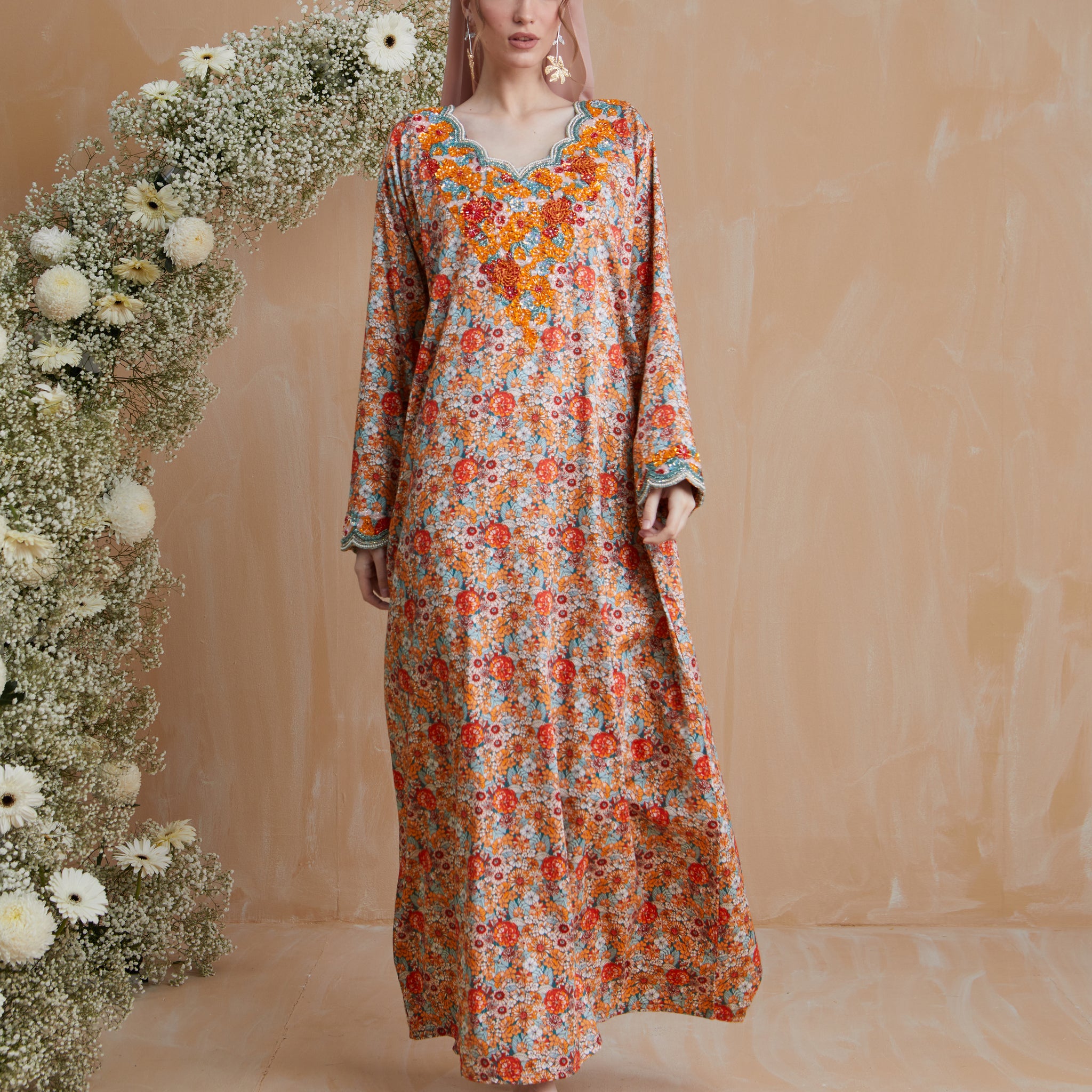 Galabiya Cotton in Brick Orange