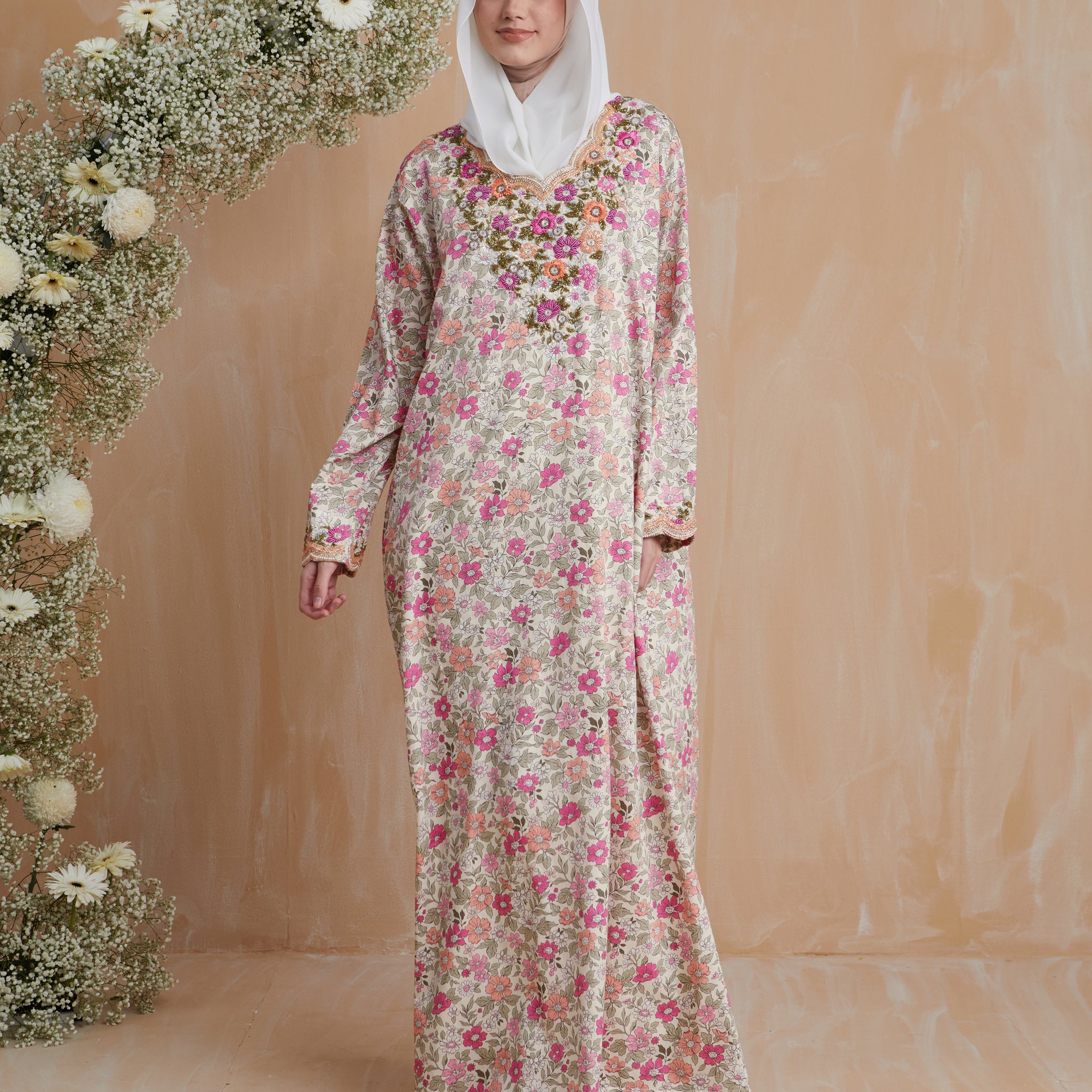 Galabiya Cotton in Peach