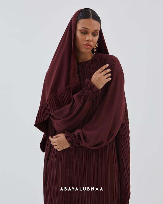Galbi Abaya in Dark Maroon