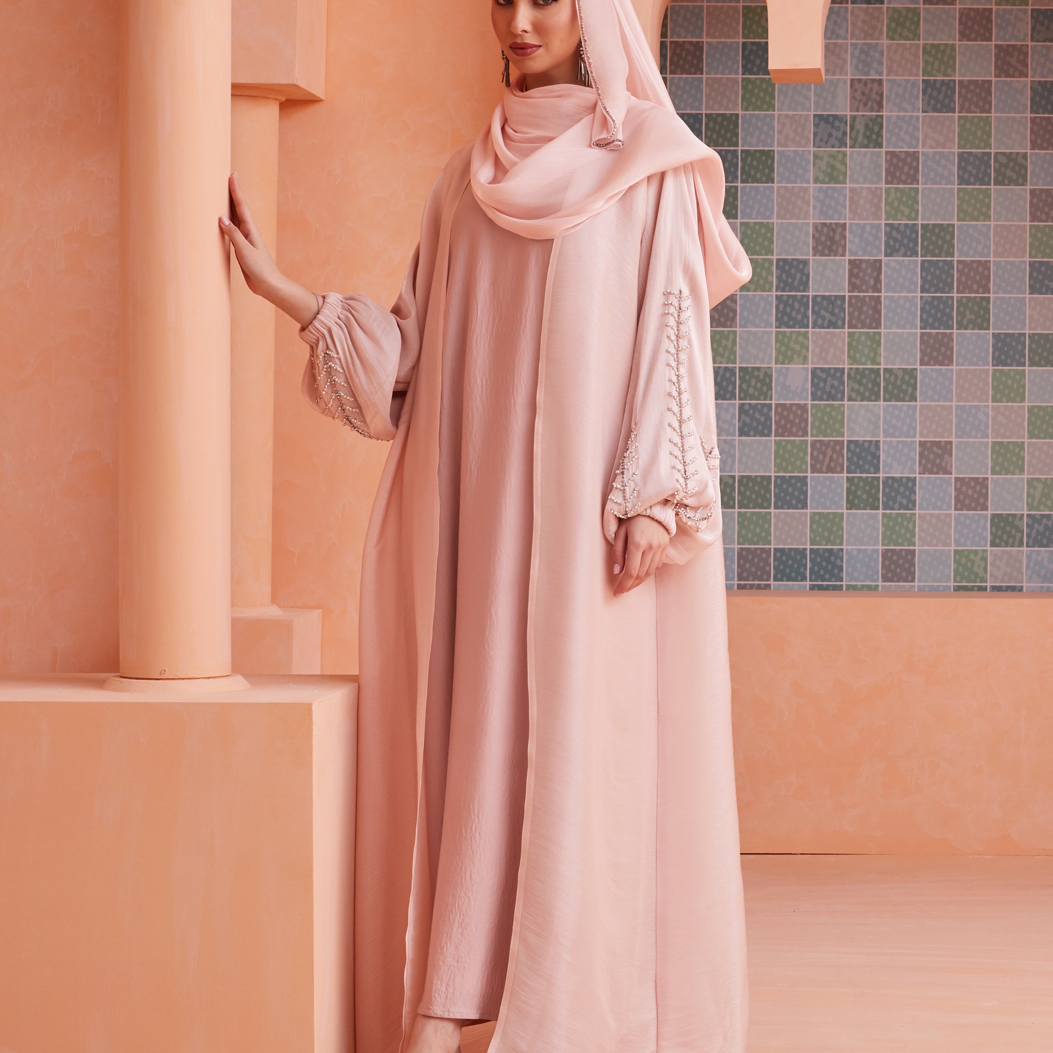 Gloria Abaya in Rose Gold