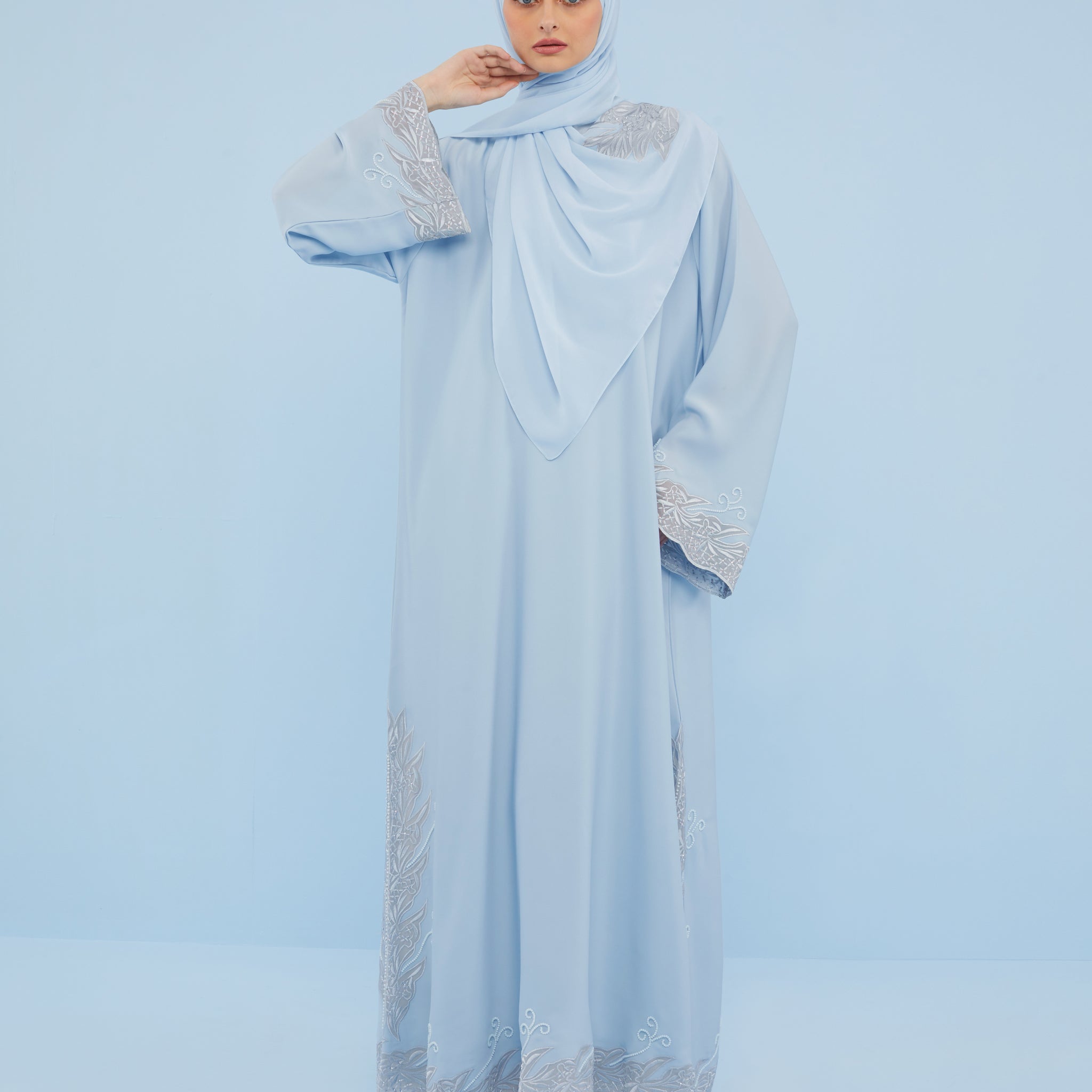 Haaja Abaya in Sky Blue