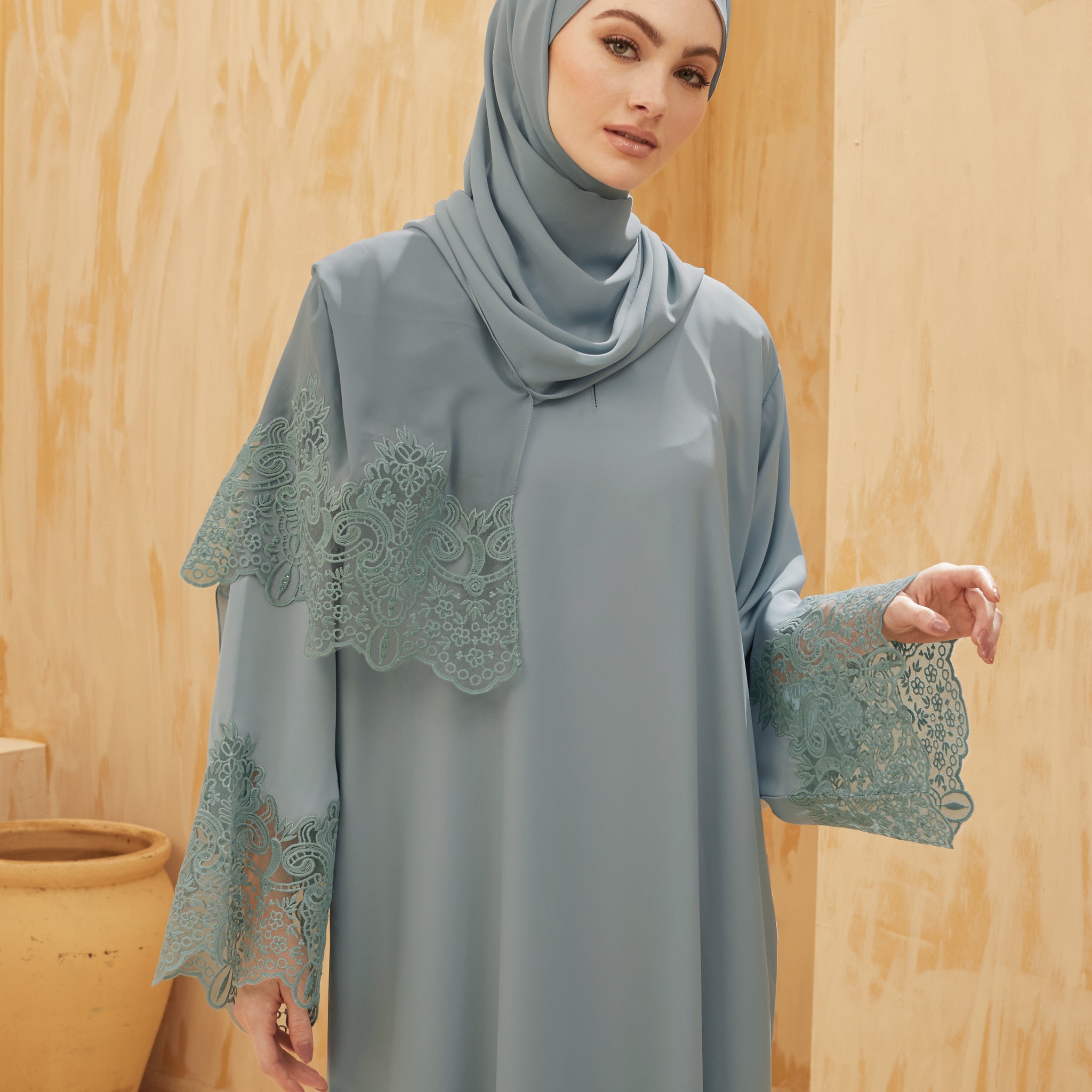 Irdina Abaya in Pastel Blue