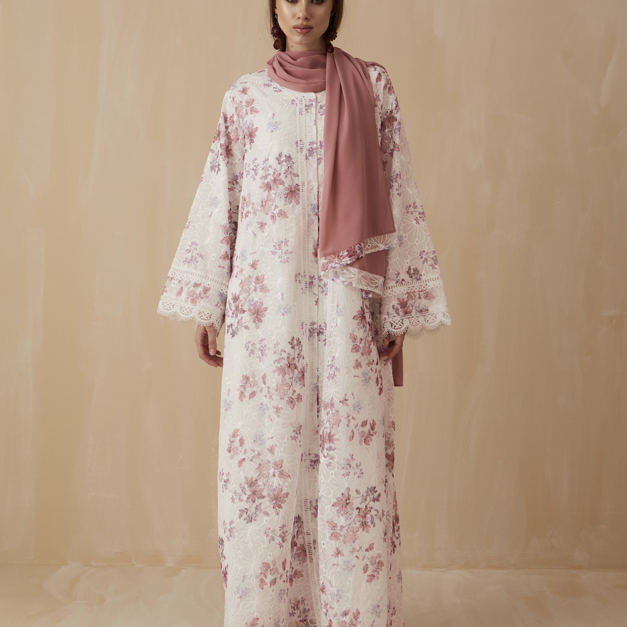 Izara Abaya in Dusty Red