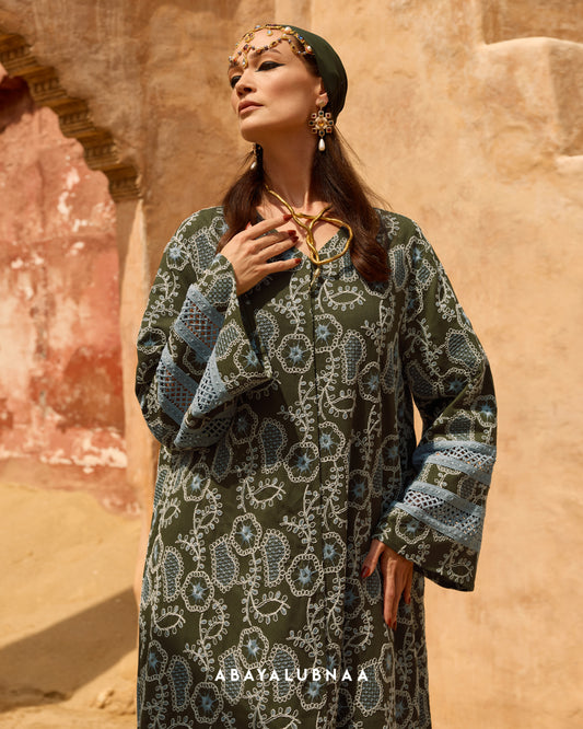 Malika Abaya in Olive Green