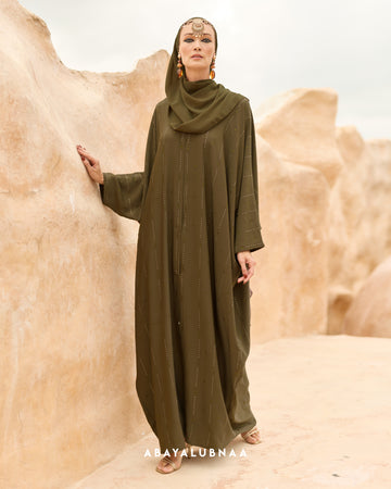Nada Abaya in Olive Green