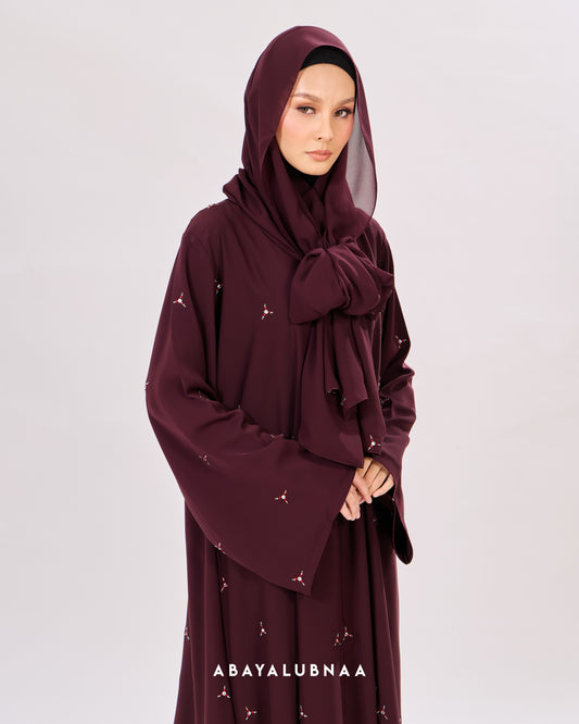 Nawal Abaya in Burgundy
