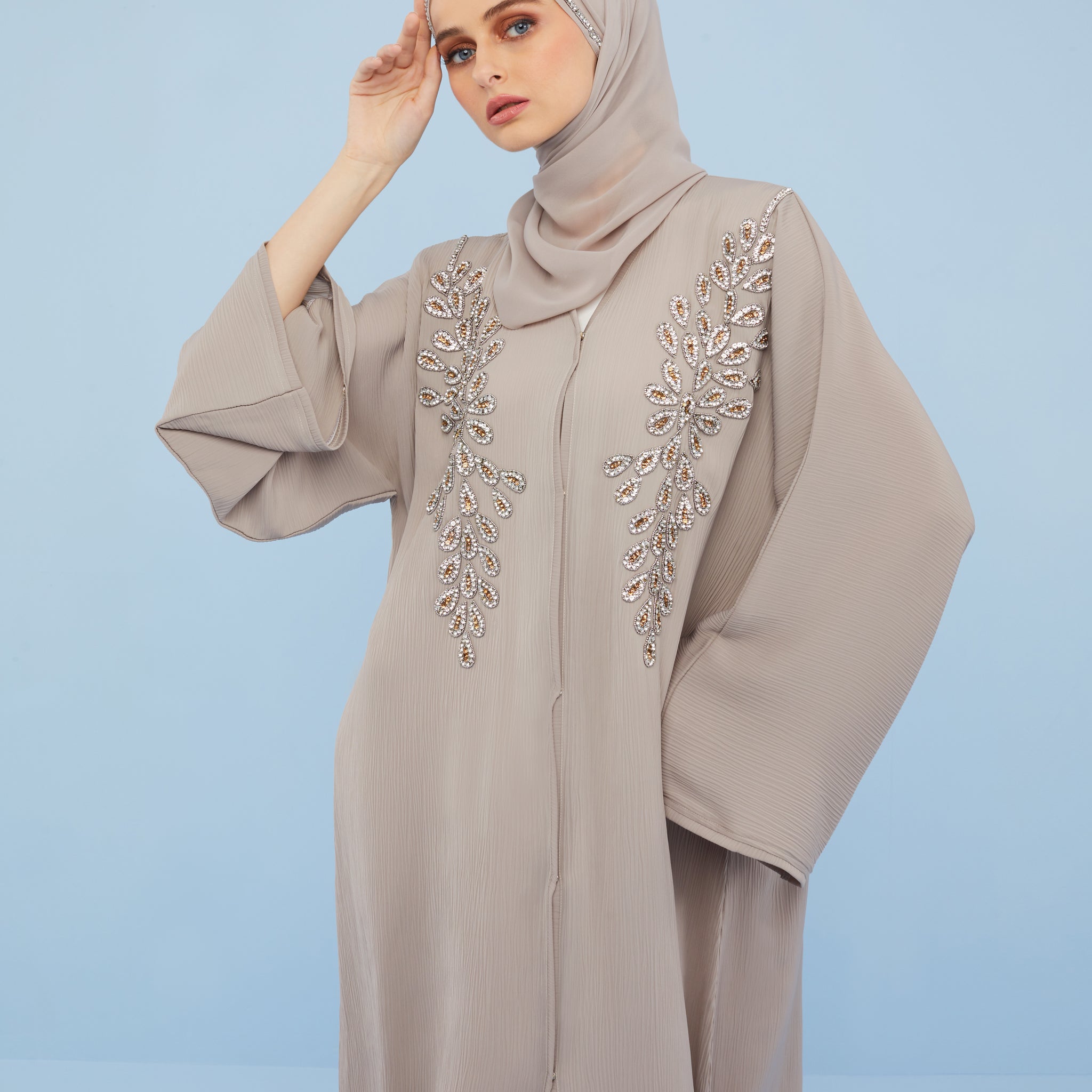 Qalisha Abaya in Opal Grey