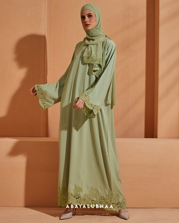 Haawa Abaya in Pastel Green