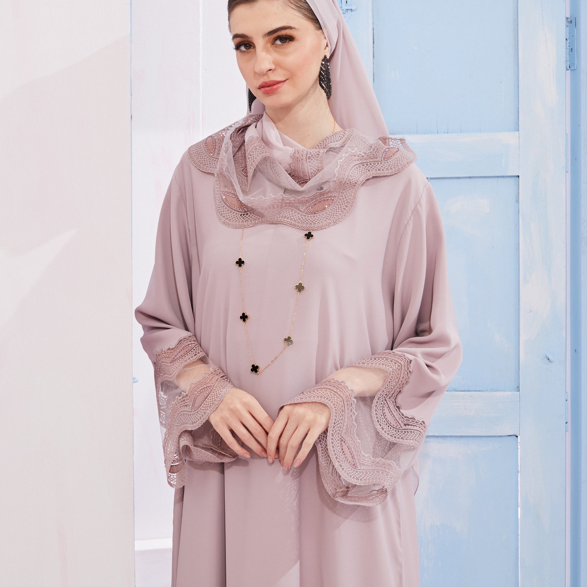 Catherine Abaya in Baby Pink