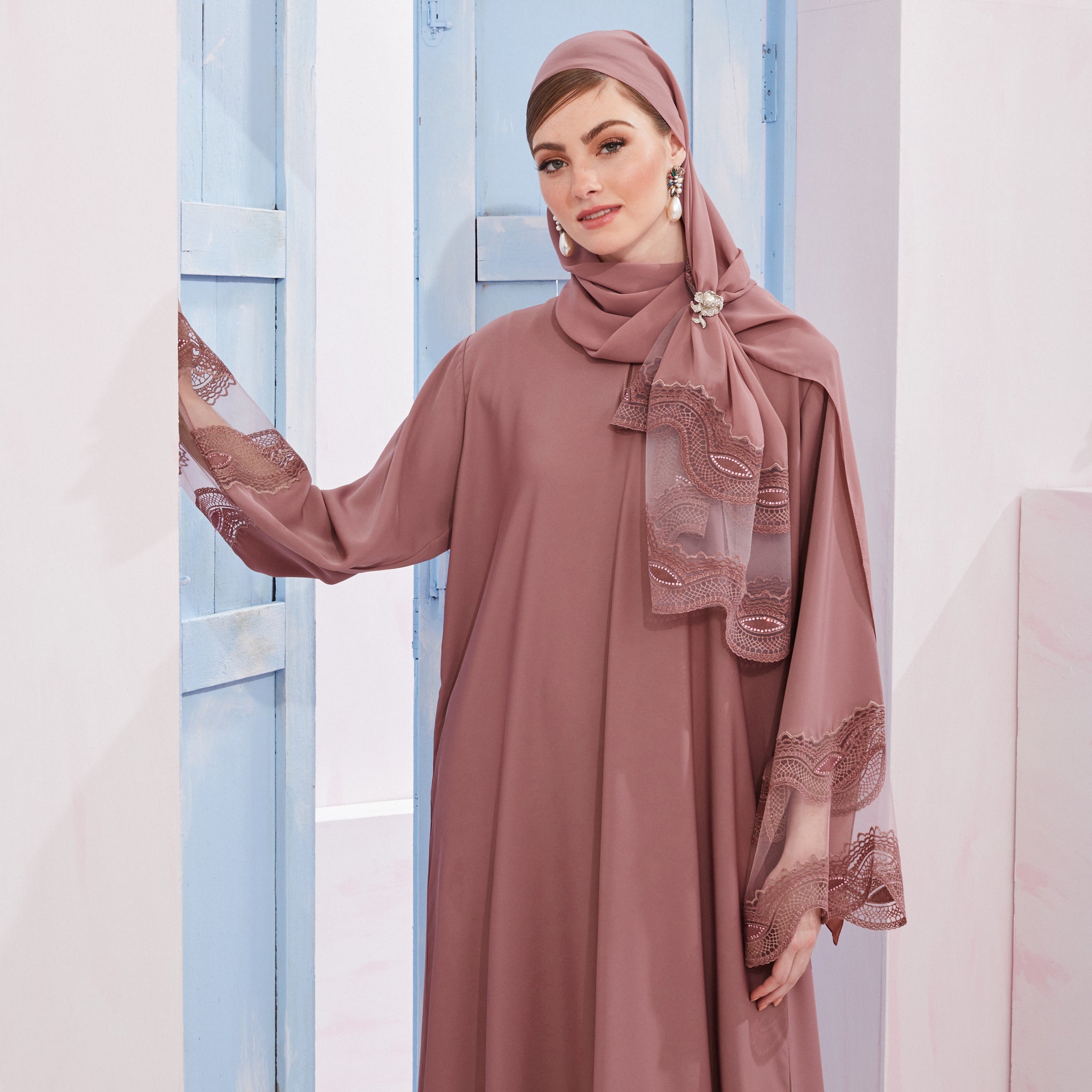 Catherine Abaya in Dusty Rose