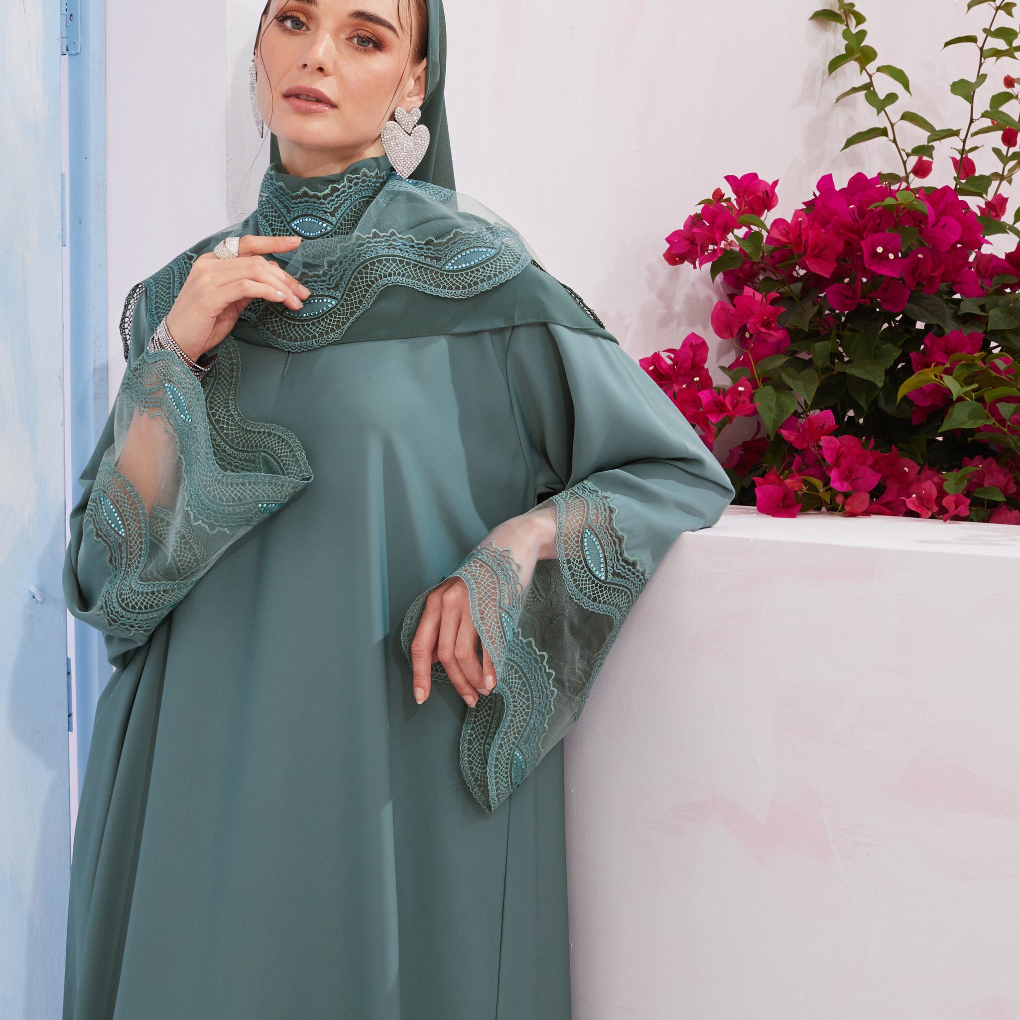 Catherine Abaya in Turquoise Tonic