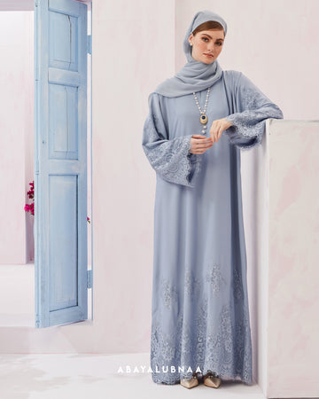 Elara Abaya in Powder Blue