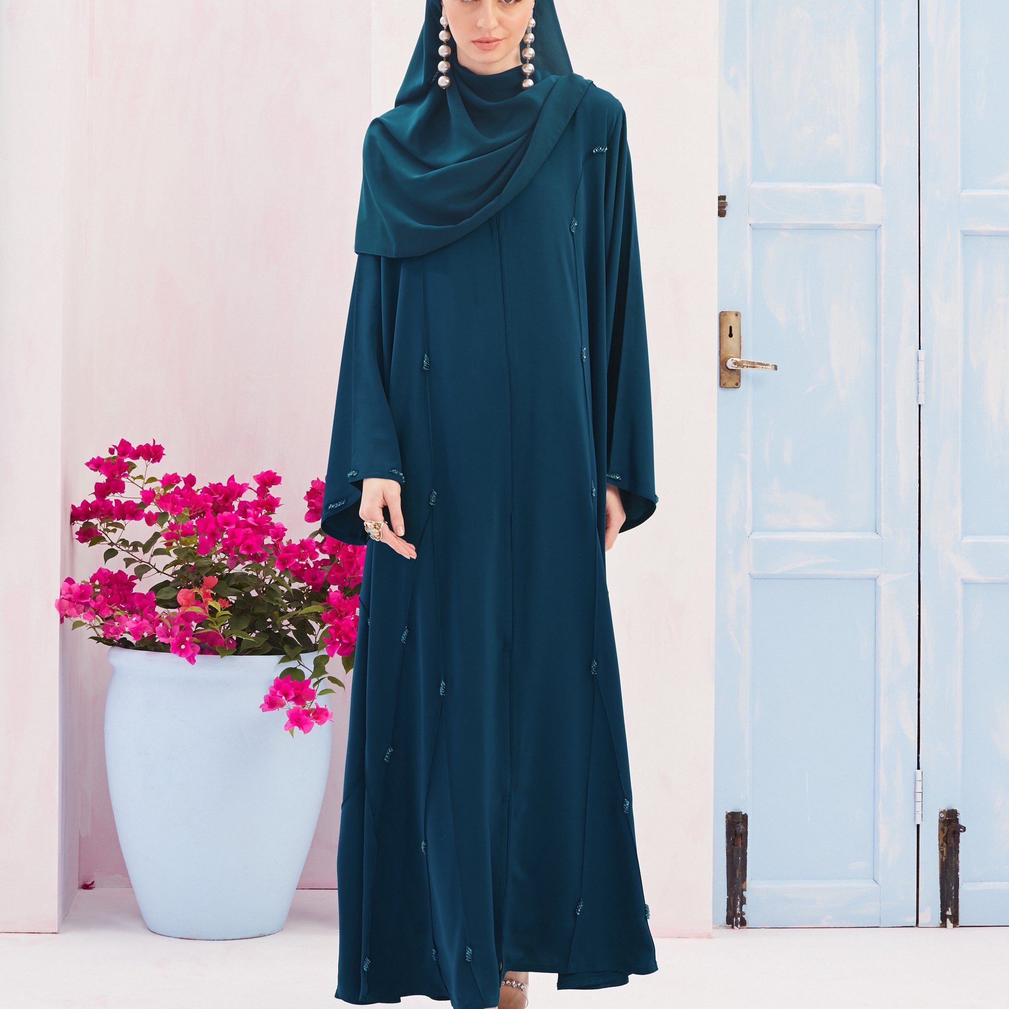Eva Abaya in Moroccan Blue