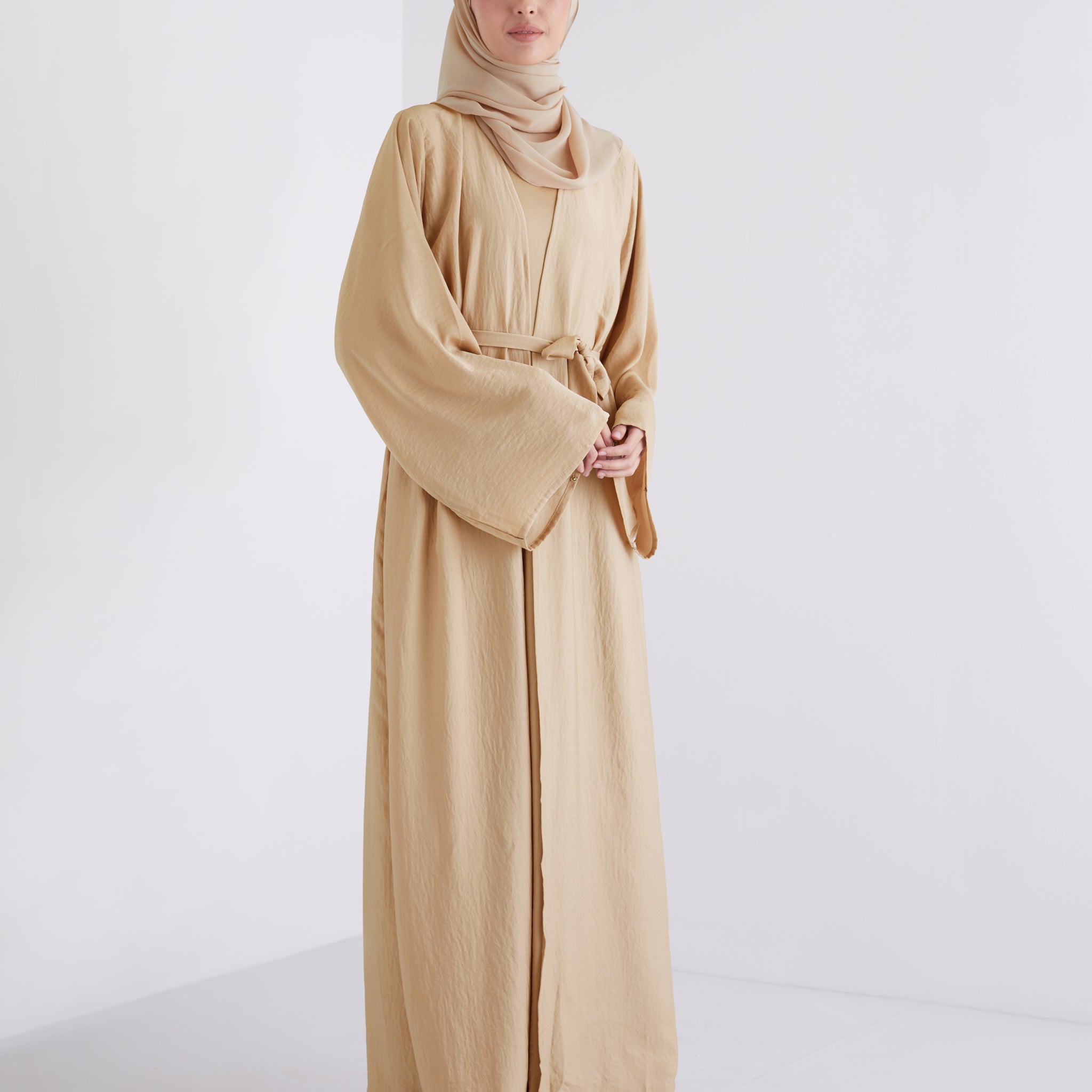 Imaan Abaya in Golden Nude