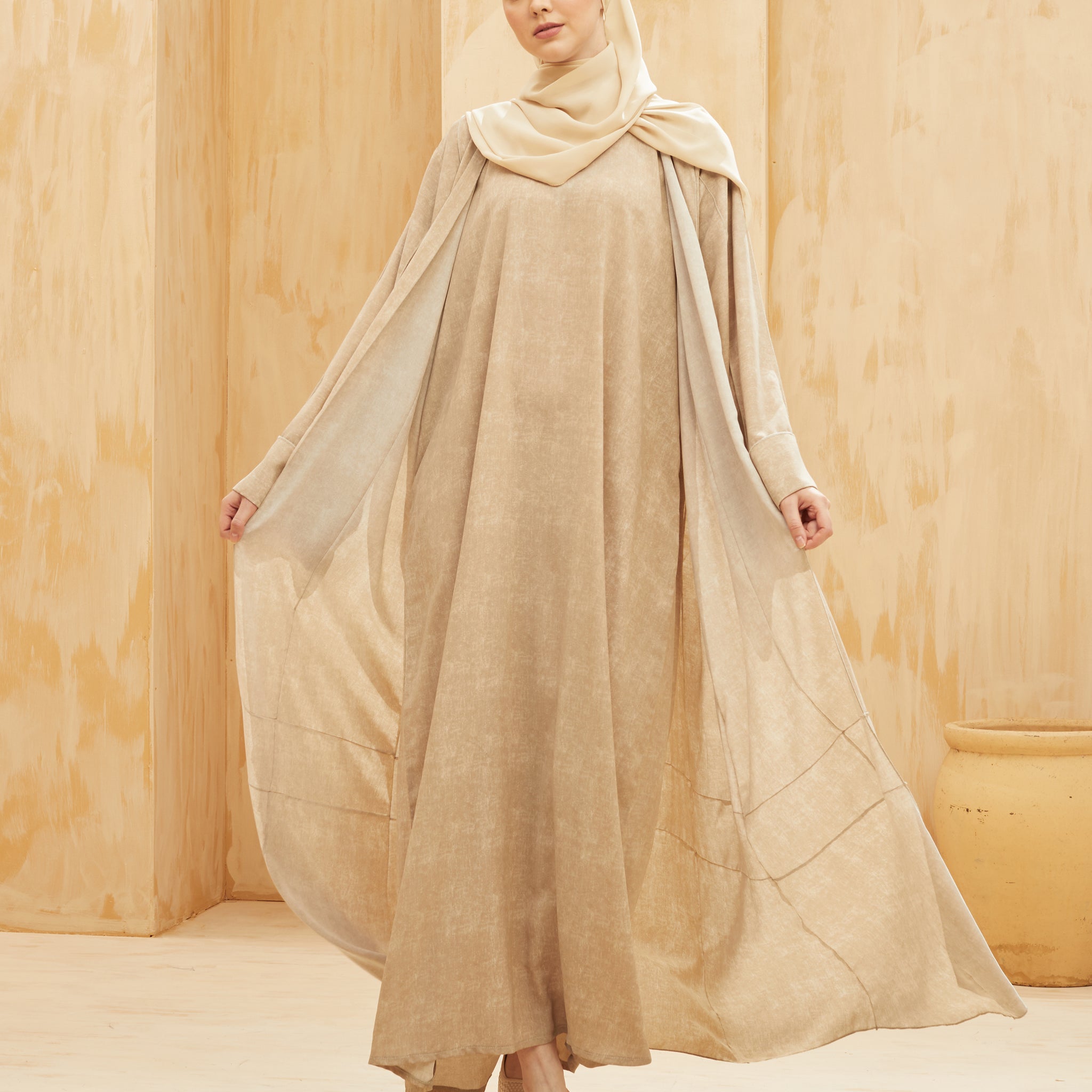 Insyira Abaya in Sand Beige