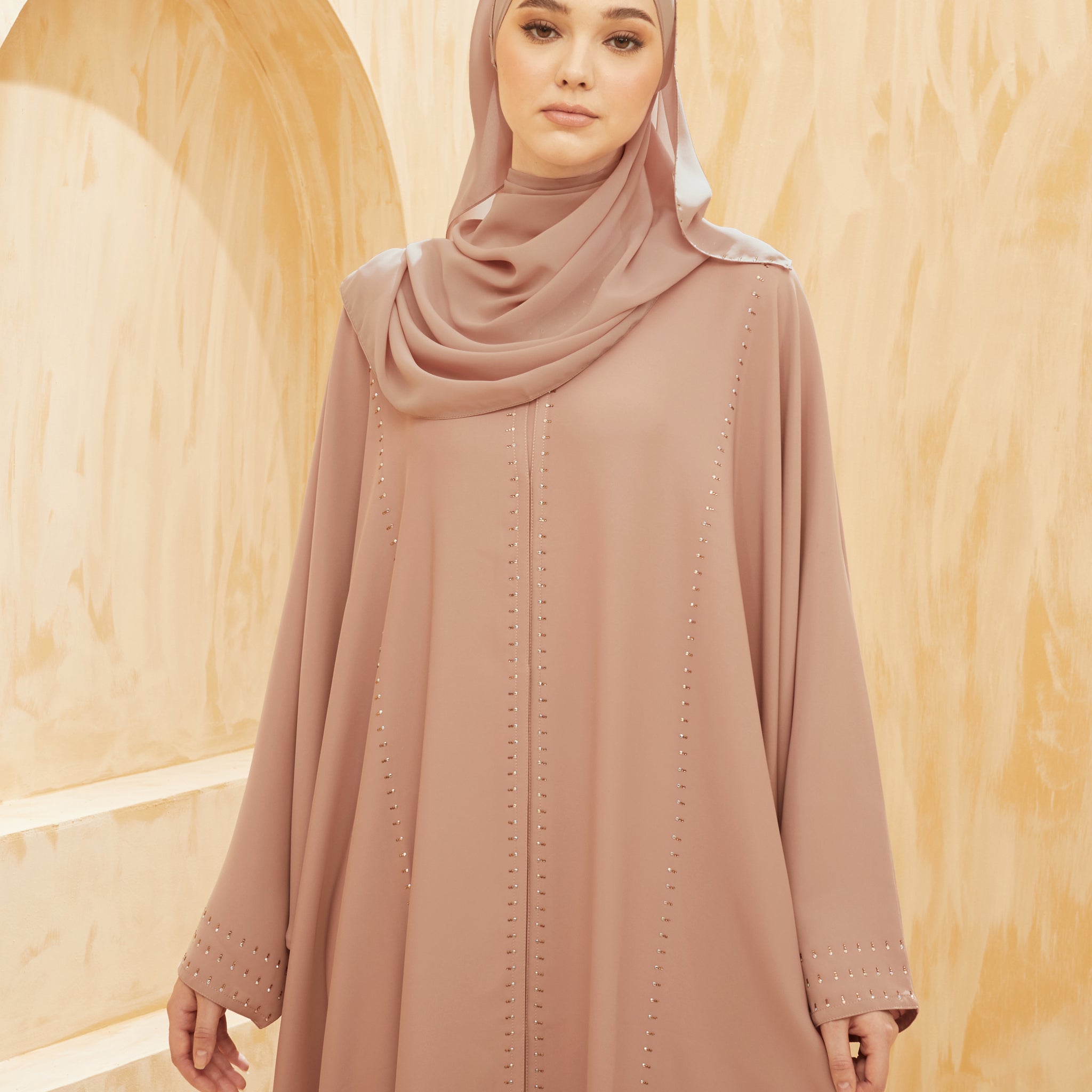 Khawla Abaya in Rose Tan