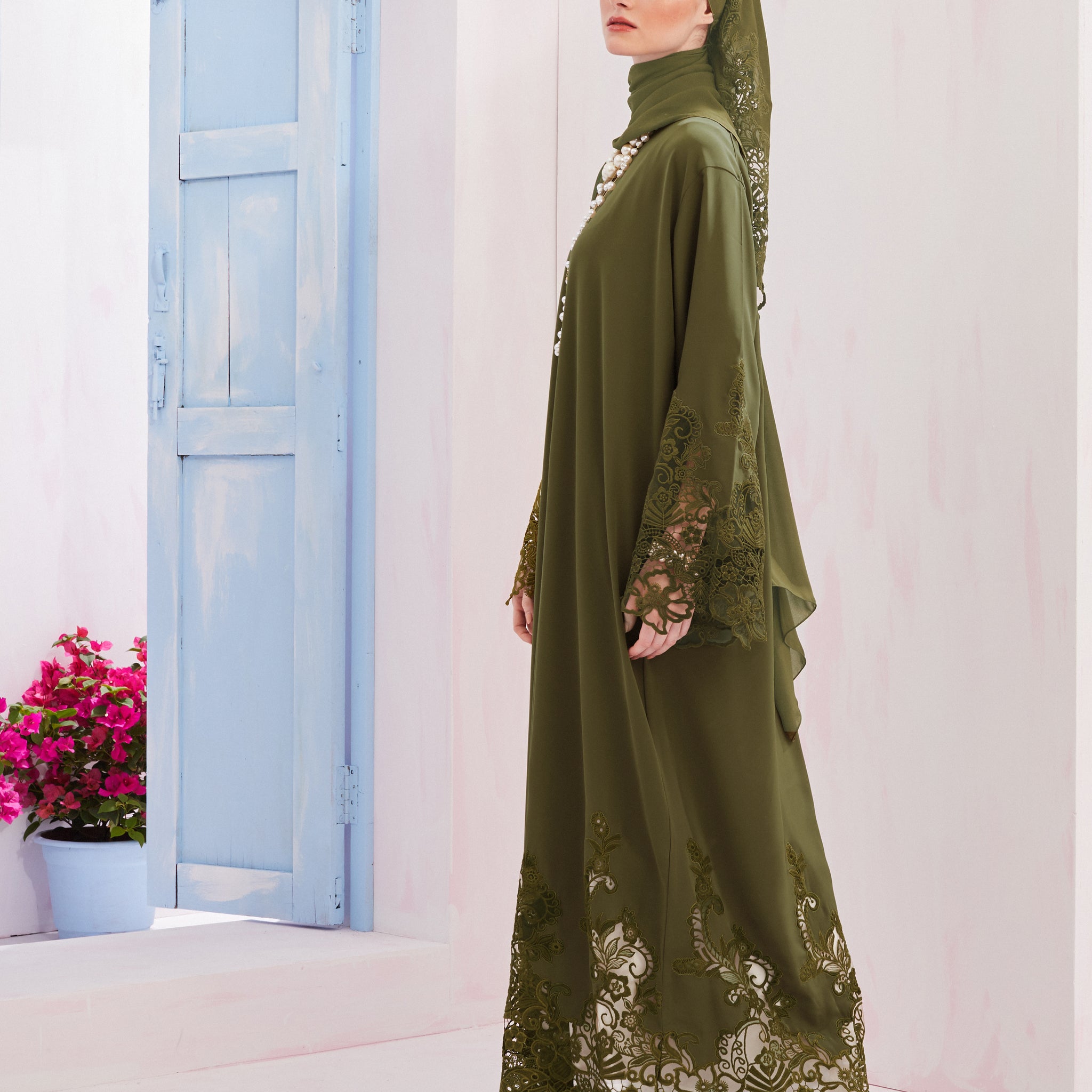 Larissa Abaya in Olive Green