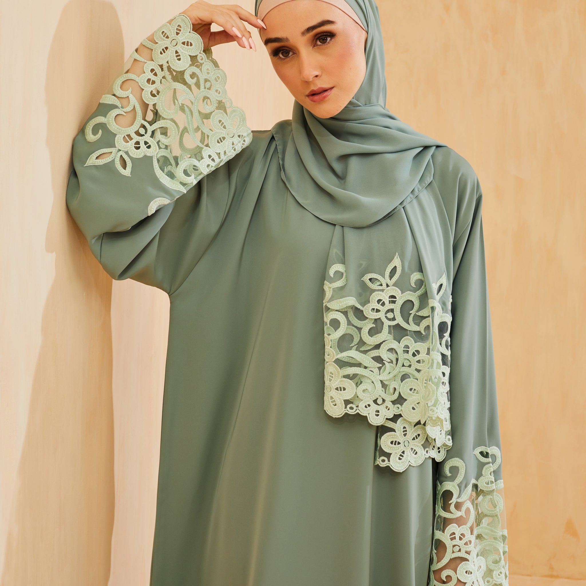 Nuha Abaya in Sage Green