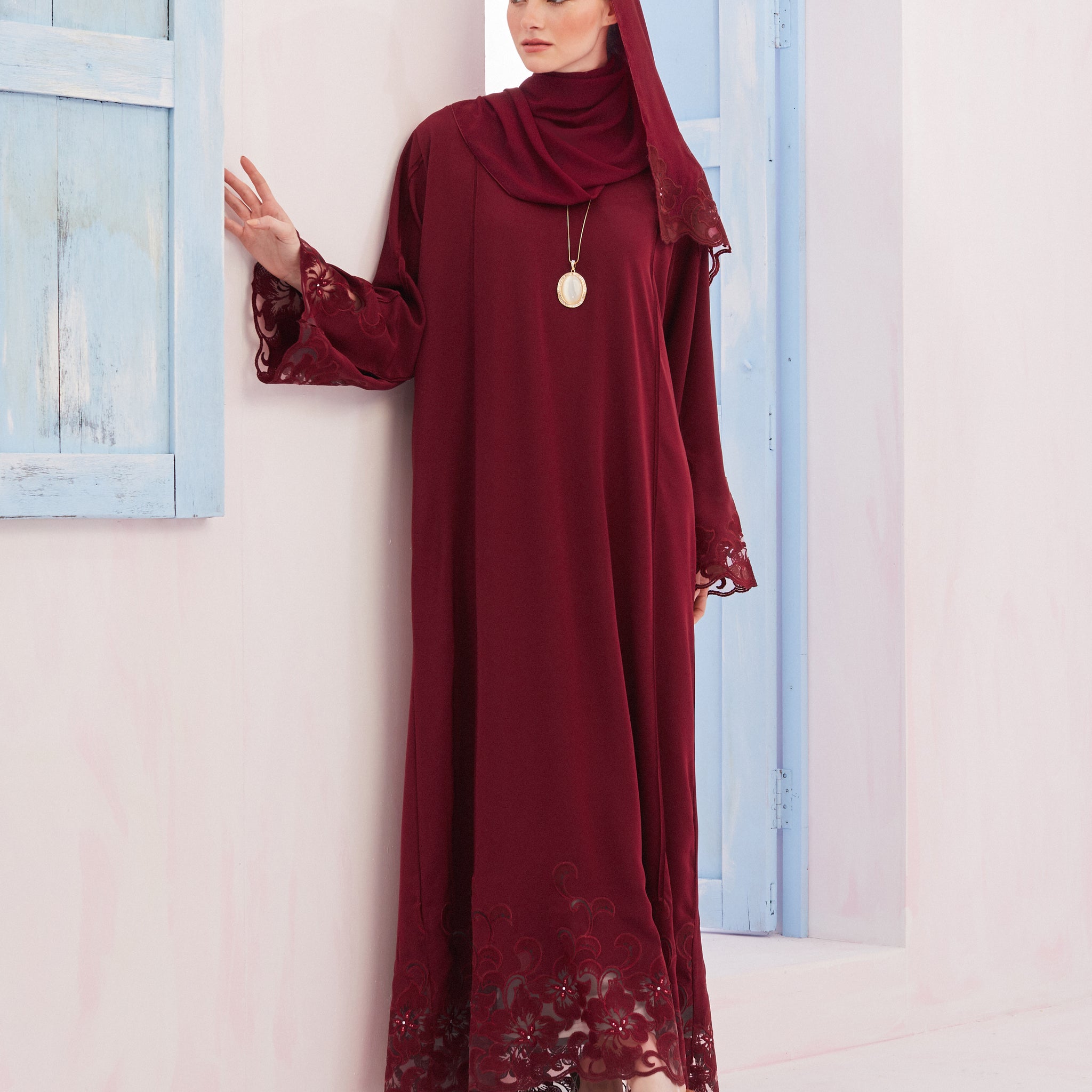Talia Abaya in Ruby Red