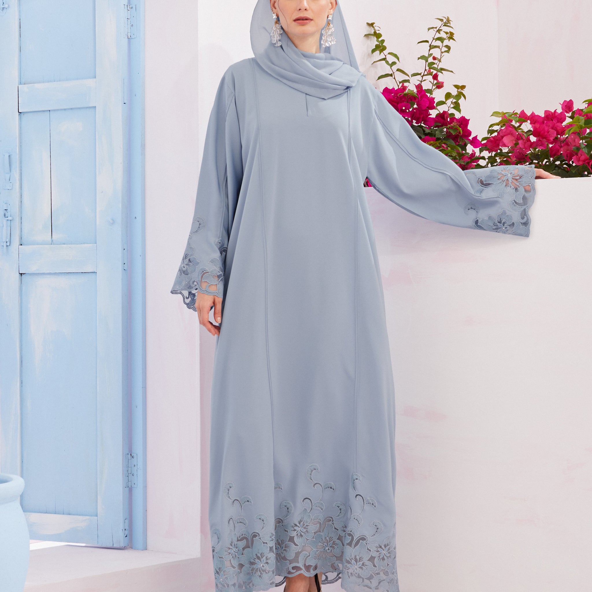Talia Abaya in Powder Blue