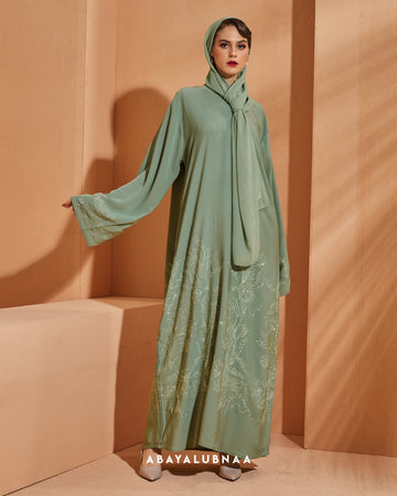 Yasmine Abaya in Granite Green