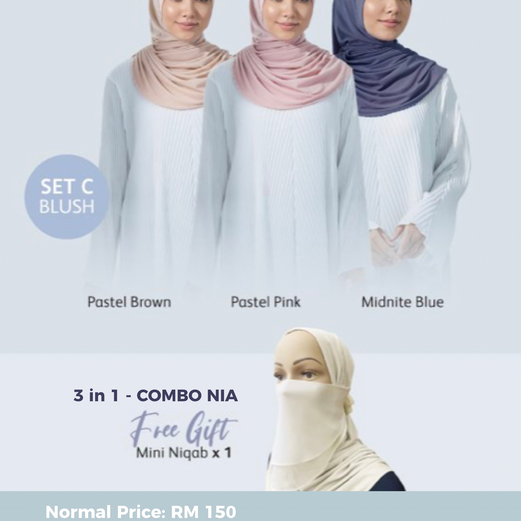 NIA - COMBO Set C ( Pastel Brown, Pastel Pink & Midnight Blue)